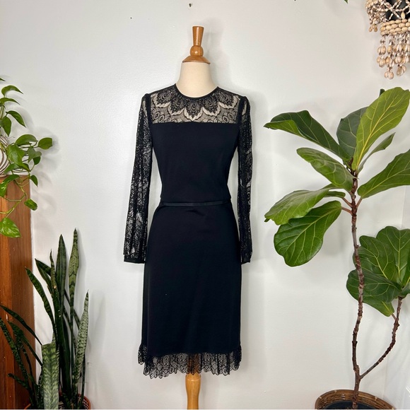 Tory Burch Tiana Black Lace sleeve Dress - Picture 2 of 12